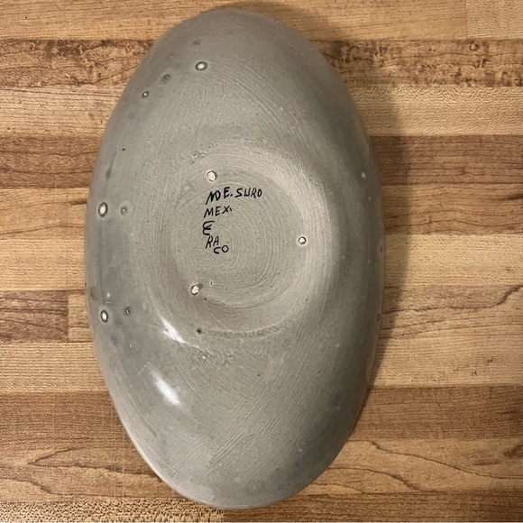 Noe Suro Mexican Pottery Serving Platter Tonala Bird Design Signed Hand Painted - Picture 2 of 6